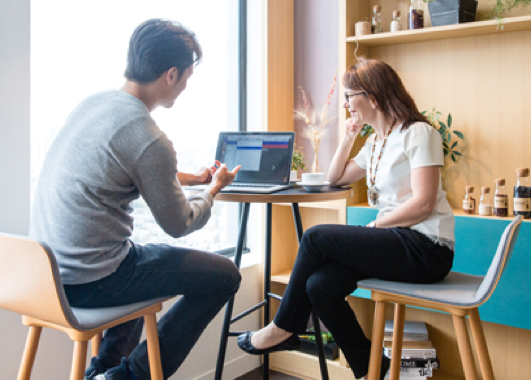 two people in coffee shop